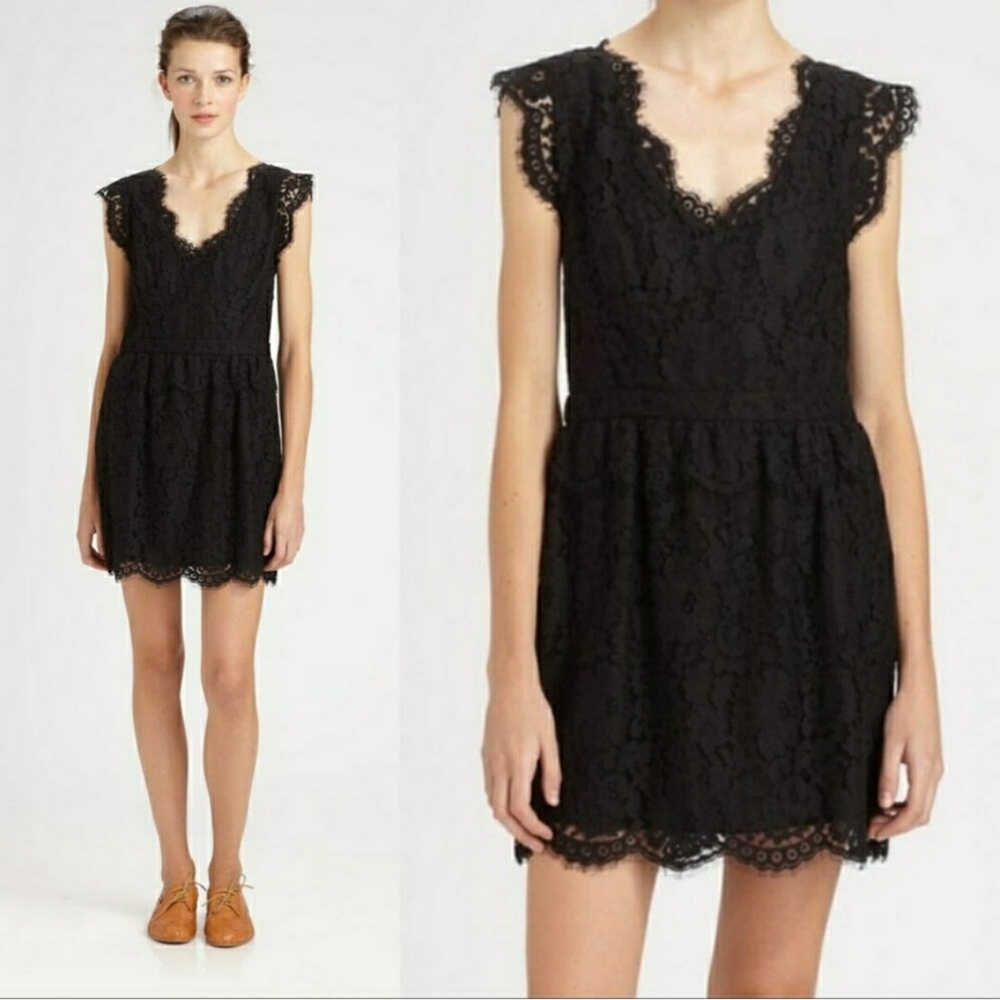 Joie Black Lace Mini Dress Size Medium
